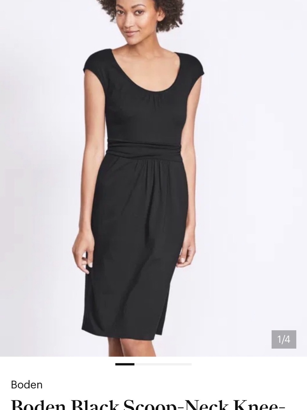 Boden Navy Scoop-Neck Midi Dress with Pockets
